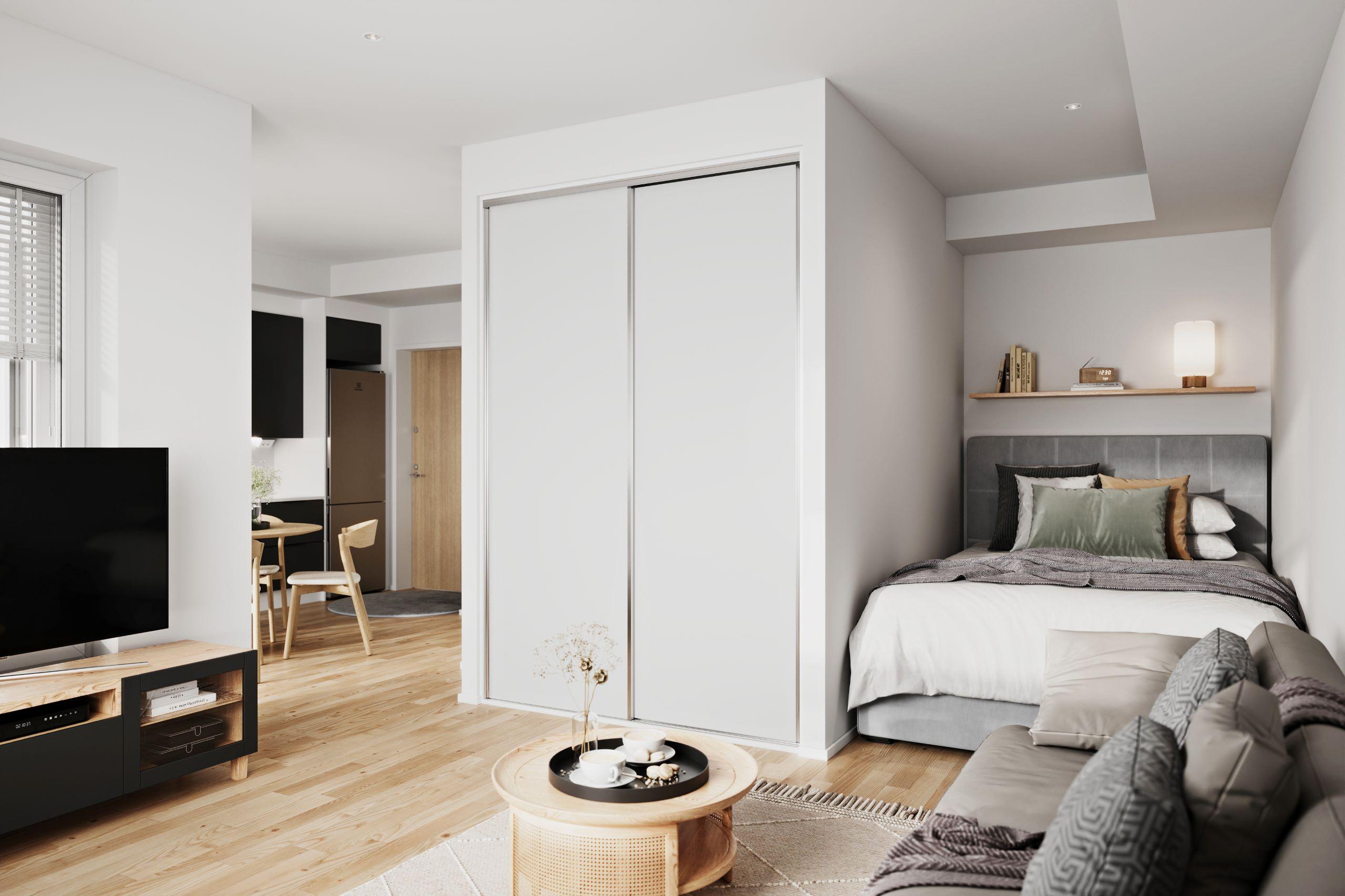 Visualisointikuva 1h+kt+alk 33m2 asunnosta