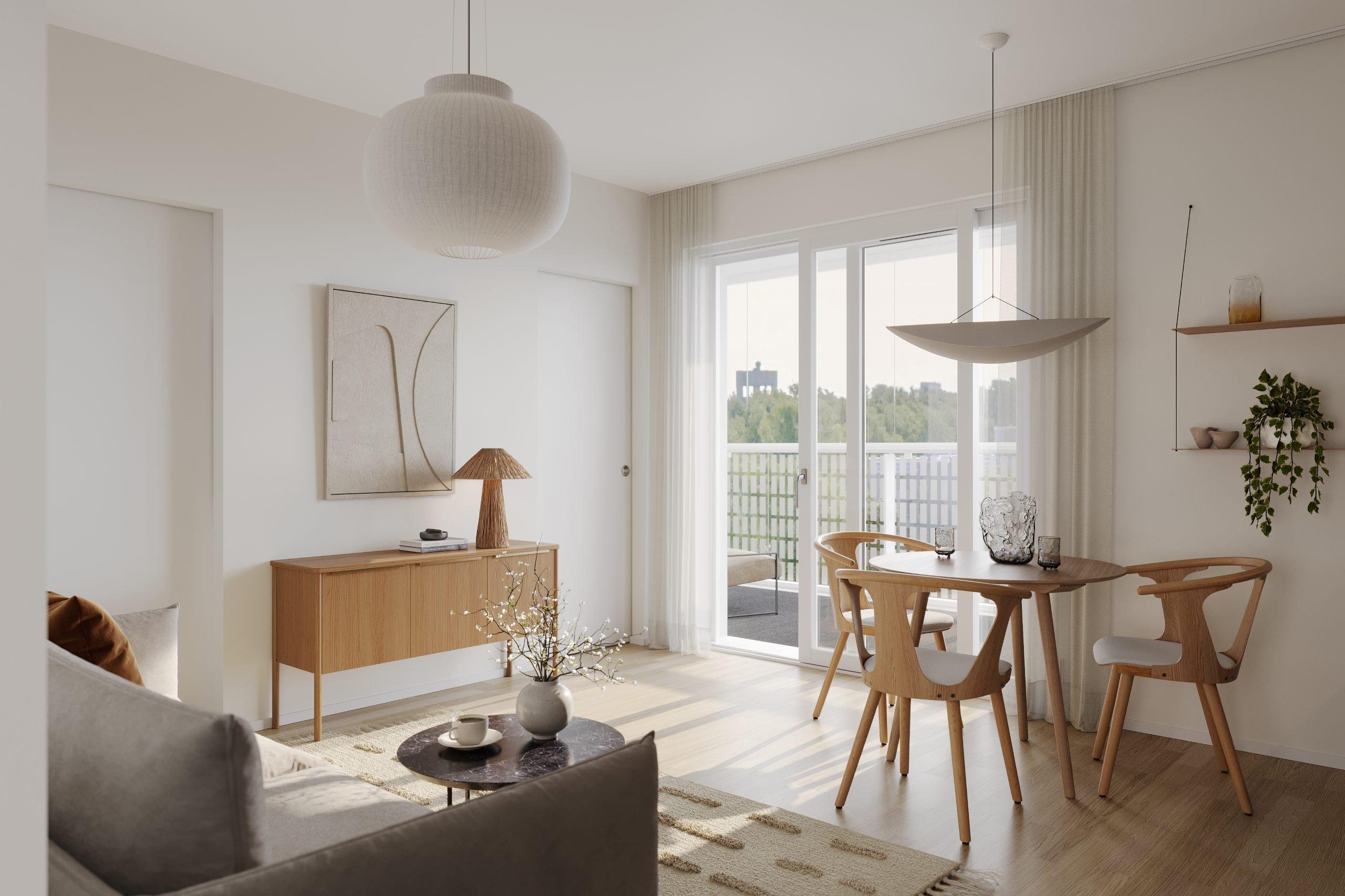 Visualisointikuva Vellamonneidon asunnosta