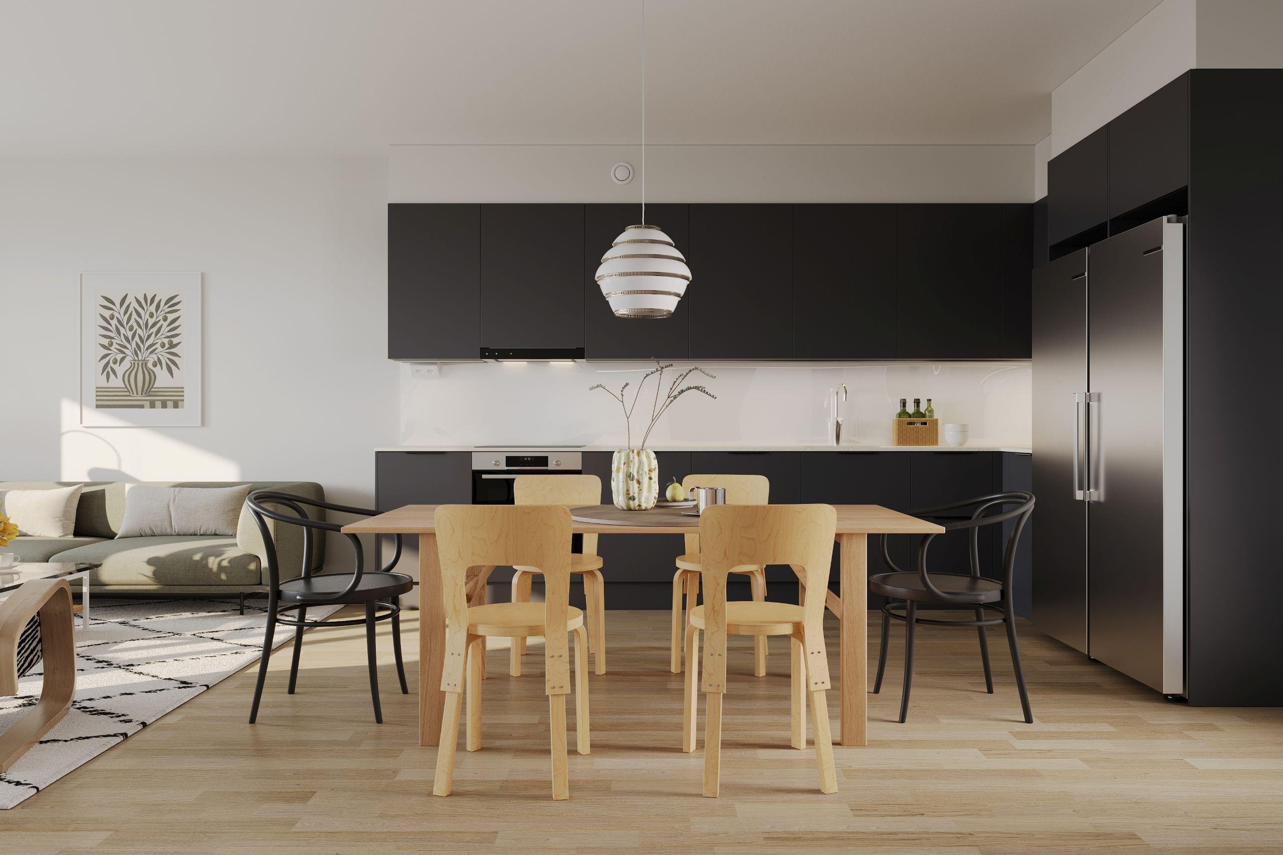 Visualisointikuva Vellamonneidon asunnosta