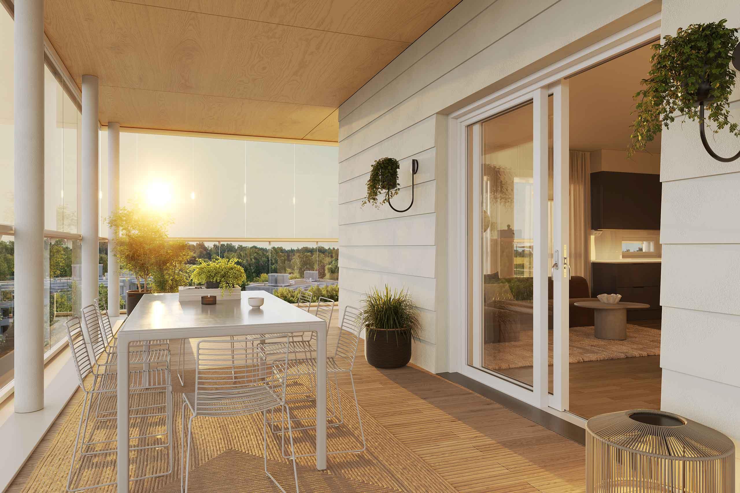 Visualisointikuva asunnon terassilta