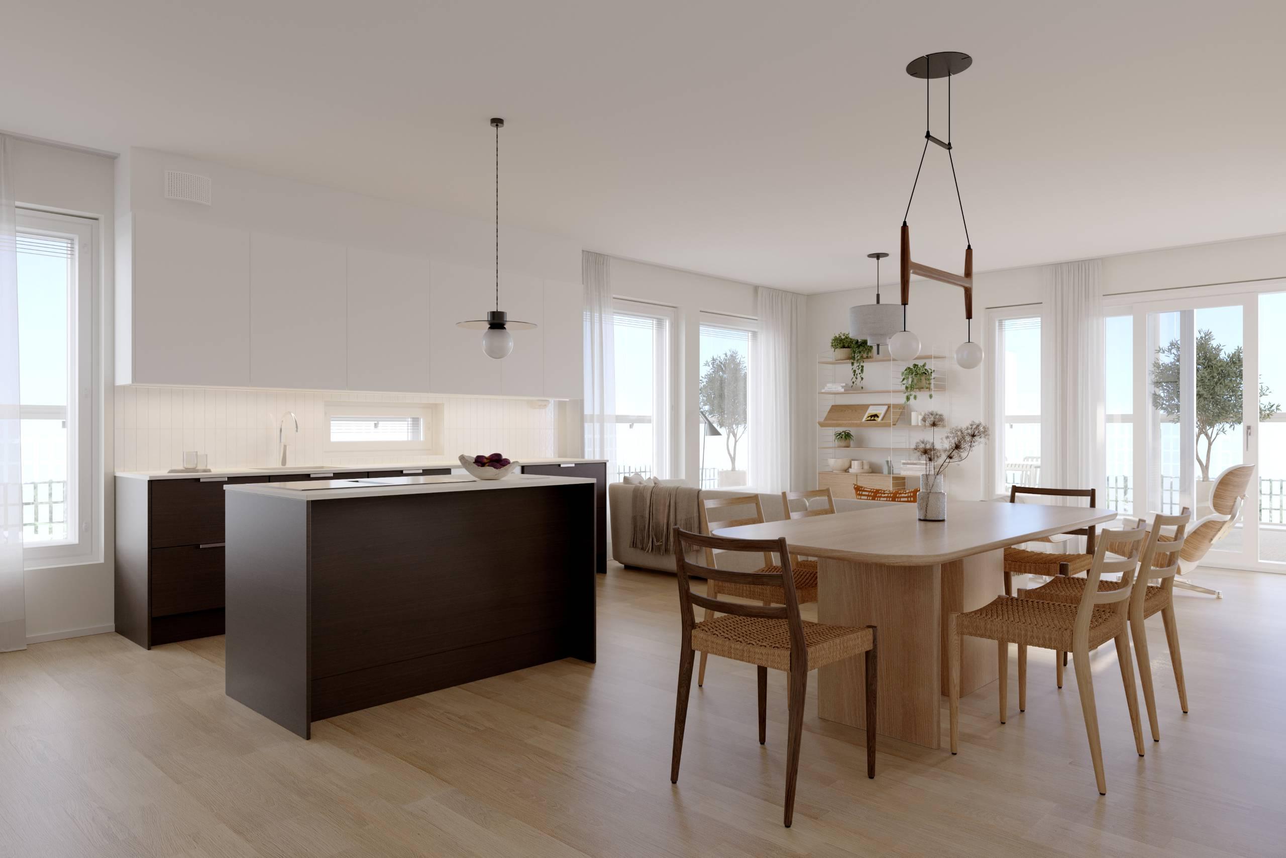 Visualisointikuva Vellamonneidon asunnosta