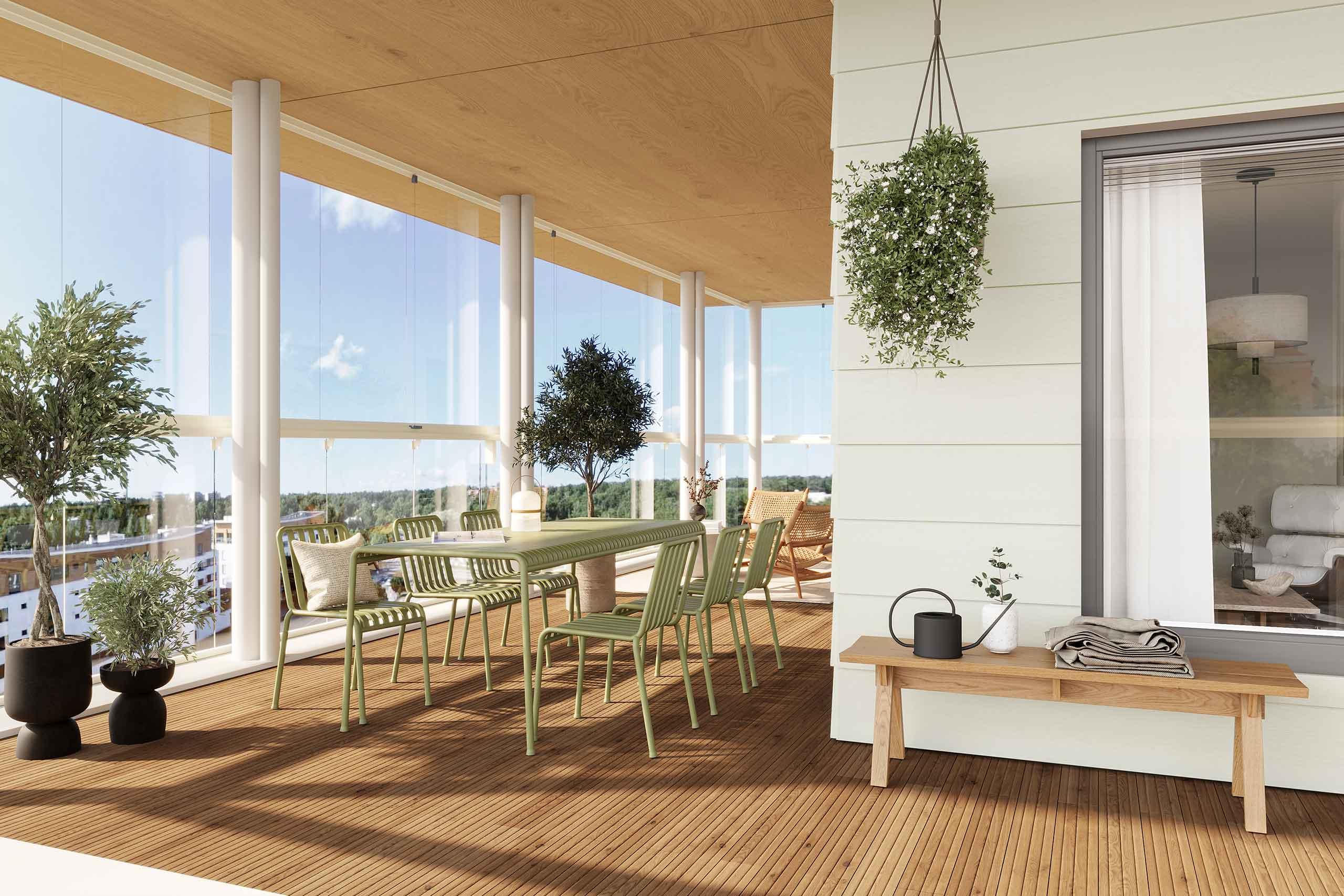 Visualisointikuva asunnon terassilta