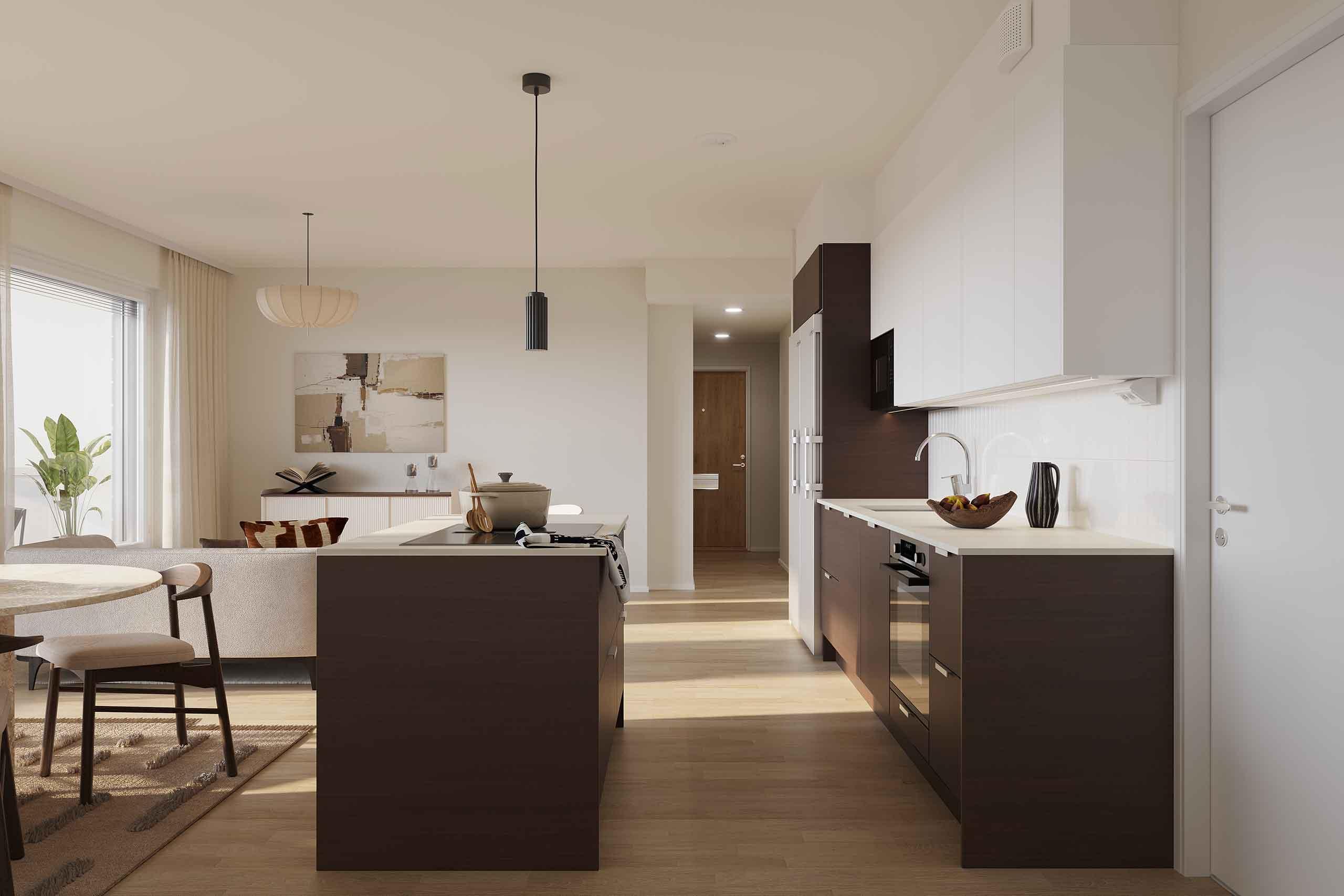 Visualisointikuva asunnon keittotilasta