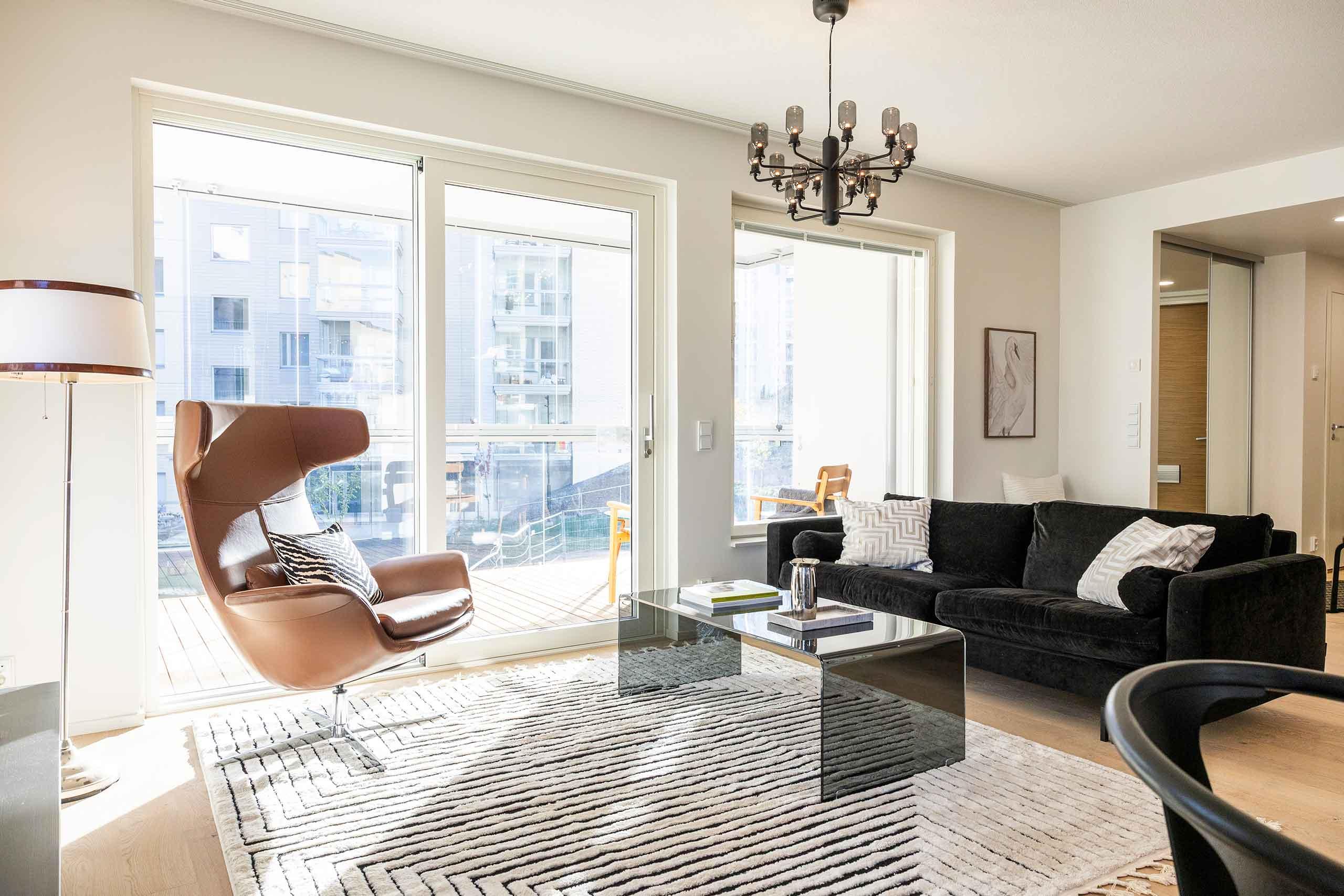 Halkopiipunkallion esittelyasunnon olohuone