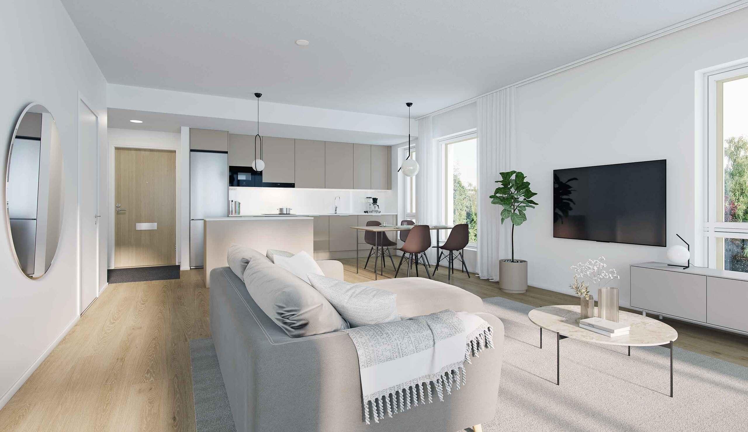 Havainnekuva olohuoneesta