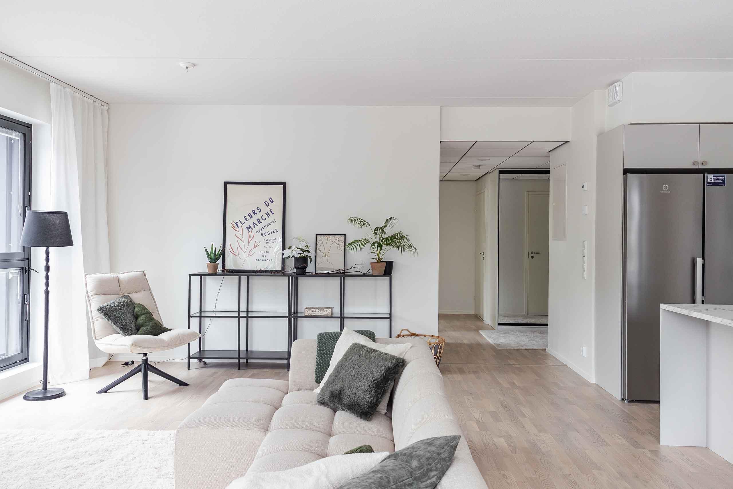 Esittelyasunnon olohuone