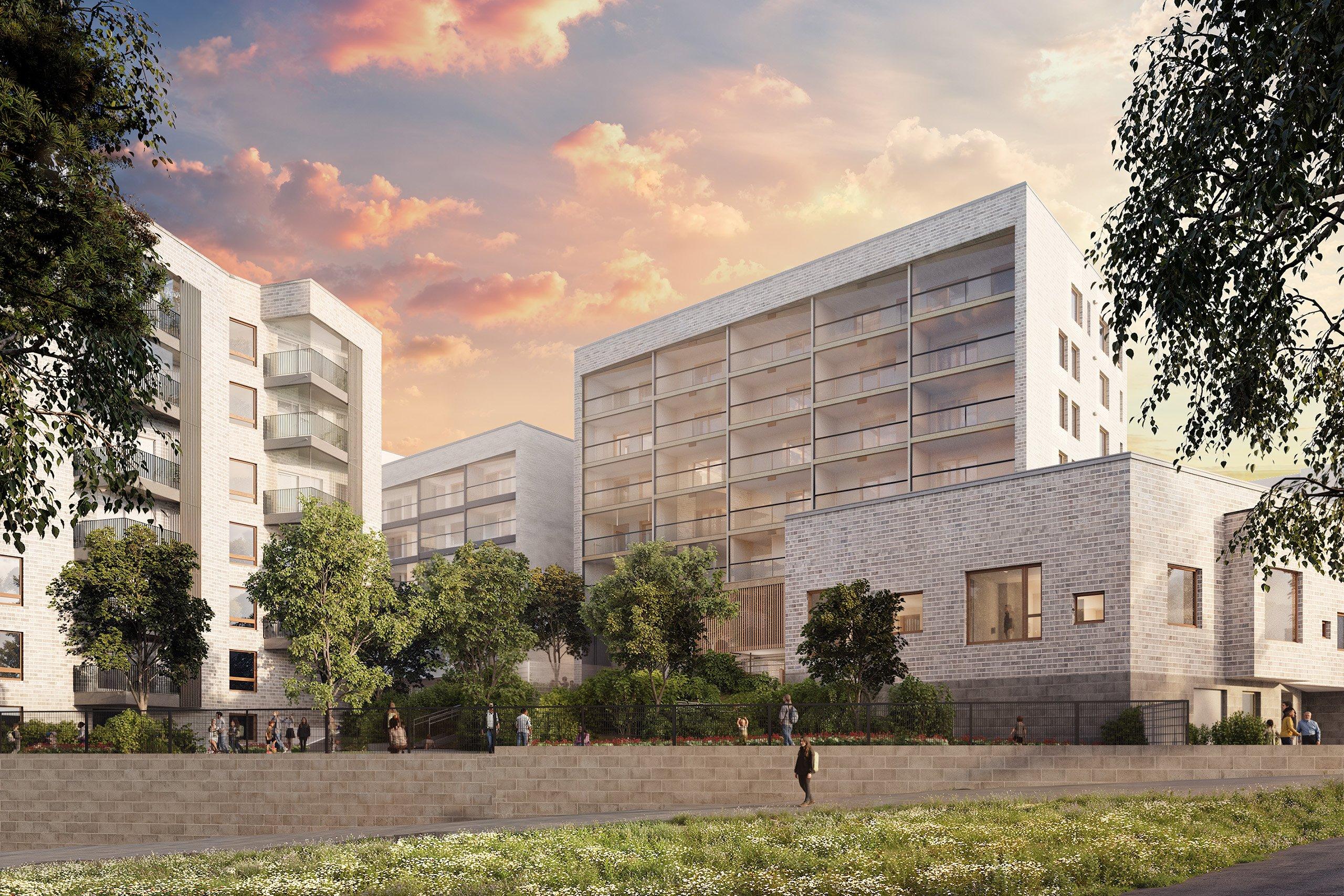 Asunto Oy Helsingin Fillaristi keskuspuiston puolelta