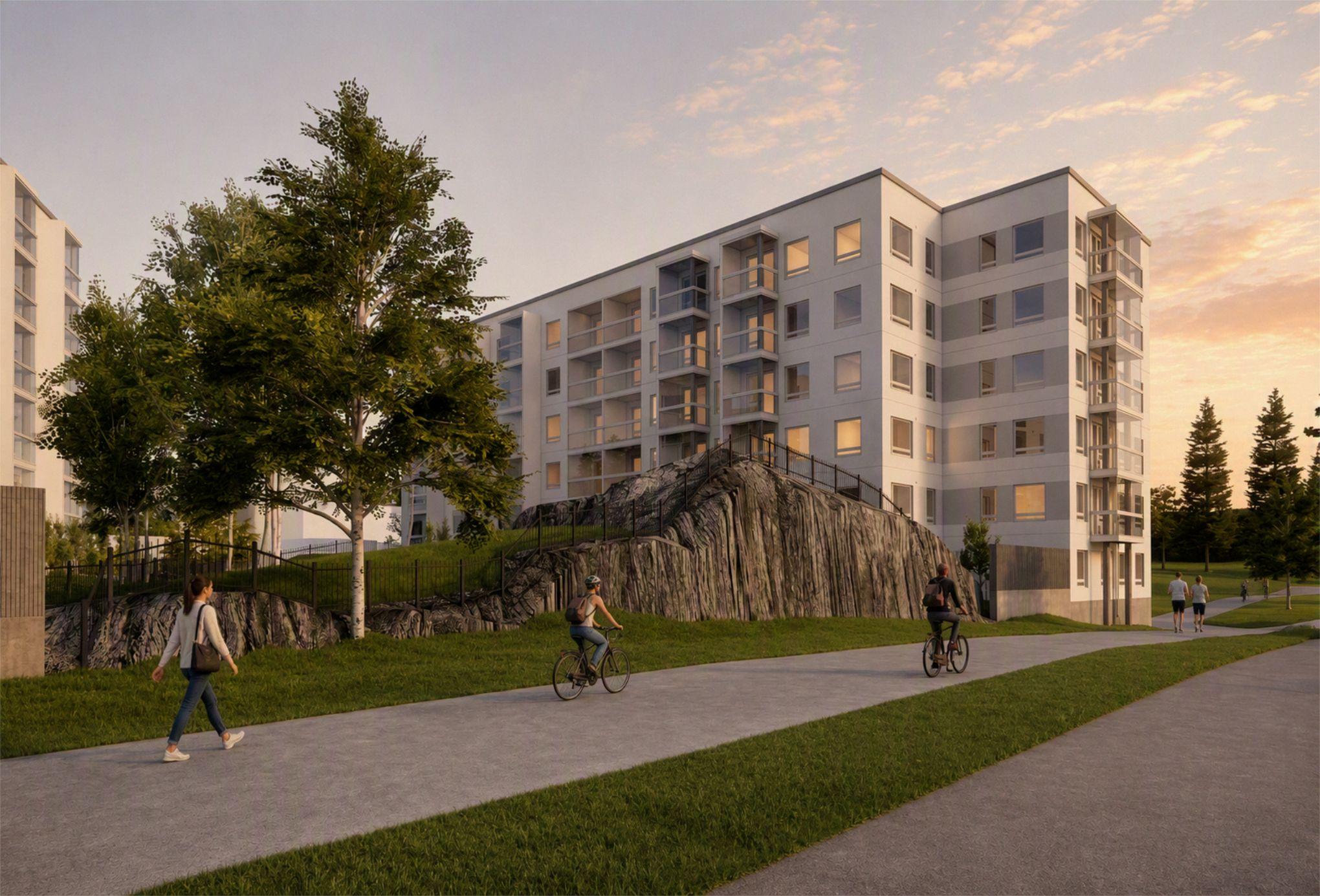 Visualisointikuva Moreenikalliosta Pihlajamäentieltä päin