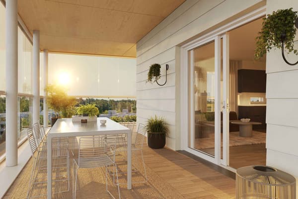 Visualisointikuva asunnon terassilta