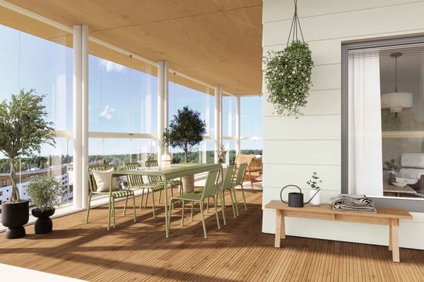 Visualisointikuva asunnon terassilta