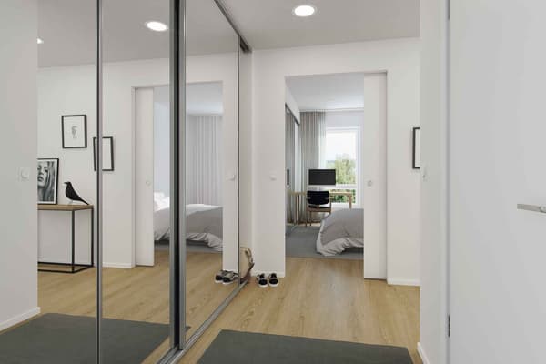 Havainnekuva asunnon eteisestä