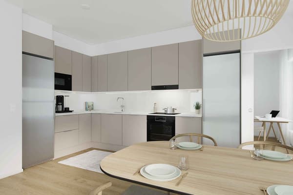 Havainnekuva asunnon keittotilasta