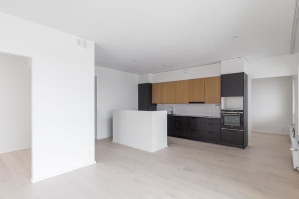 Avara keittotila asunnon keskiössä