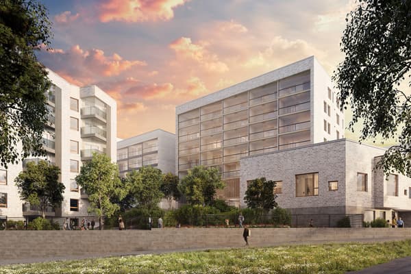 Asunto Oy Helsingin Fillaristi keskuspuiston puolelta