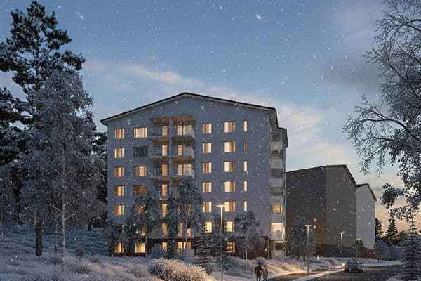 Asunto Oy Tuusulan Harjulanhovi Hyrylässä, visualisointikuva Kievarintieltä päin